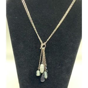 Silver lariat necklace with 5 stones